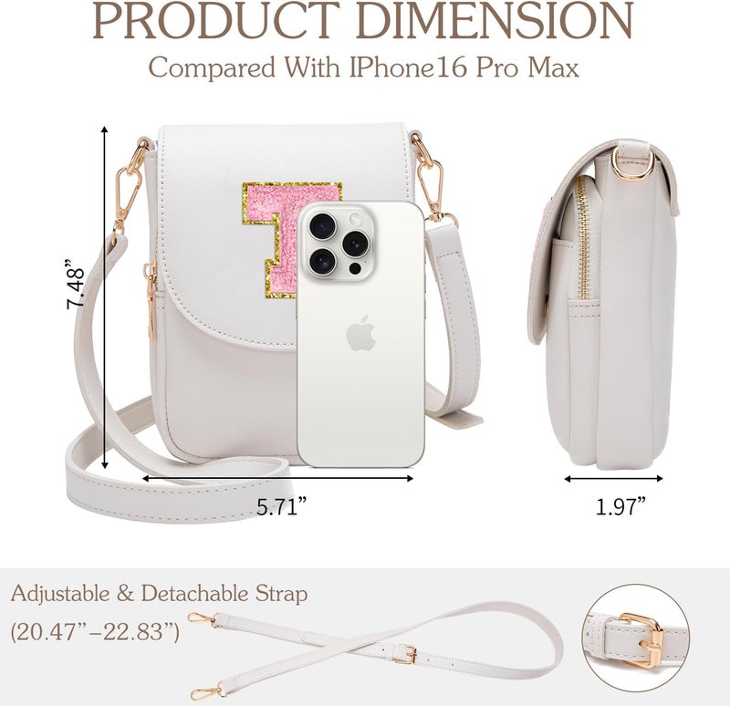 Viverte Crossbody Purse for Teen Girls Small Initial Cell Phone Toddler Purse Leather Triple Compartment Crossbody Bags - Image 4